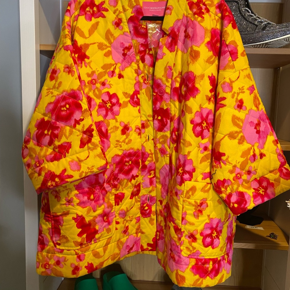Isaac Mizrahi Yellow and Pink Floral Jacket